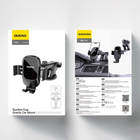 Uchwyt samochodowy grawitacyjny do smartfona z przyssawką na szybę deskę - czarny