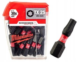 BIT, GROT, KOŃCÓWKA TORX TX25 25MM 25 SZT. MILWAUKEE