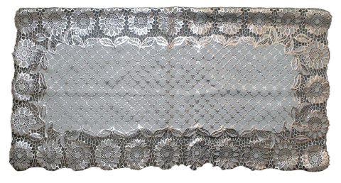 Bieżnik obrus koronkowy pvc 40 x 84 cm srebrny