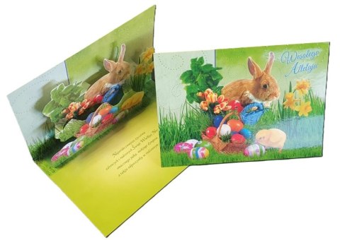Karnet+koperta duży przestrzenny Wielkanoc króliczek