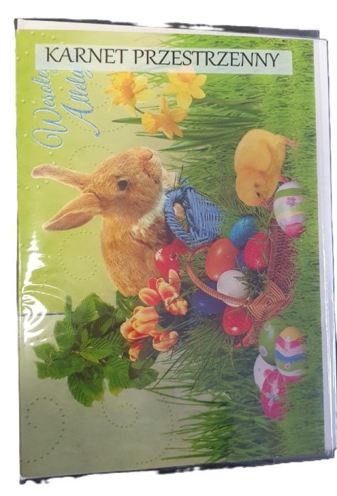 Karnet+koperta duży przestrzenny Wielkanoc króliczek