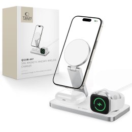 Ładowarka indukcyjna 3w1 do iPhone Apple Watch AirPods + kabel USB-C MagSafe - biała