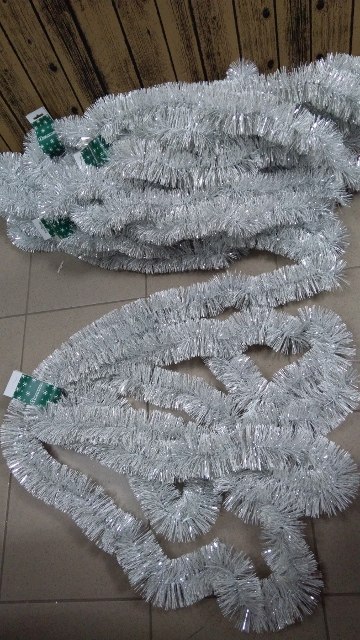 Łańcuch choinkowy PERŁOWO-SREBRNY fi-70 6m