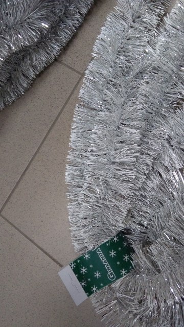 Łańcuch choinkowy PERŁOWO-SREBRNY fi-70 6m