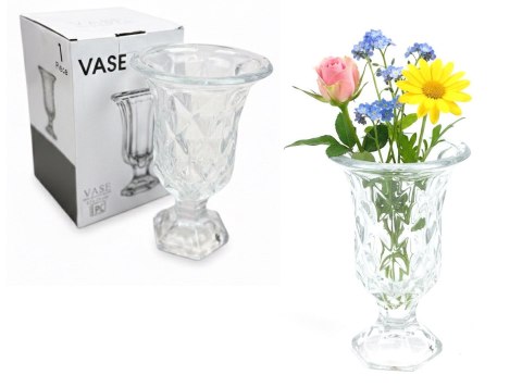Wazon szklany na nóżce 19 x 12 cm ROMBY GLP-50407A