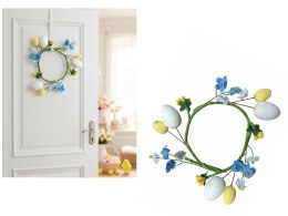 Wianek dekoracyjny z jajkami 19 cm żółto niebieski EAA-2413