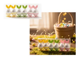 Wielkanocne jajka królik z filcowymi uszami 9 cm kpl 6 szt w plastikowym pudełku EAA-2405