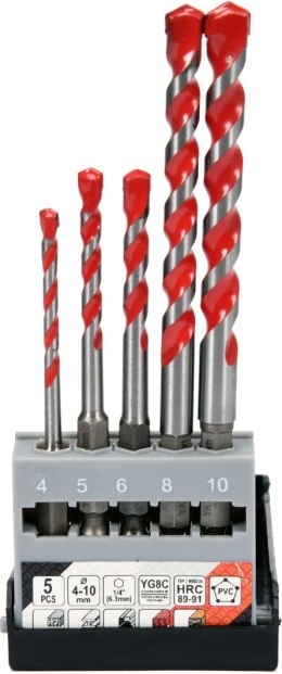 ZESTAW WIERTEŁ UNIWERSALNYCH 5SZT. 4-10MM HEX YATO