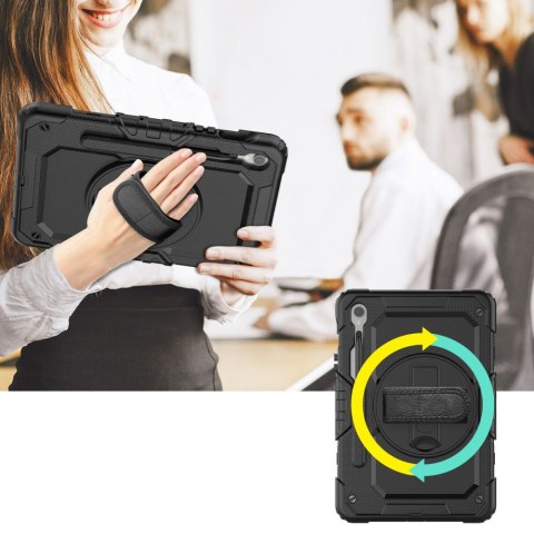 Etui z podstawką uchwytem smyczą na Samsung Galaxy Tab S9 FE 10.9'' X510 / X516B Solid360 - czarne
