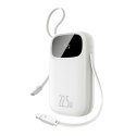 Powerbank 20000mAh z wyświetlaczem wbudowanymi kablami EnerFill FC31 22.5W - biały