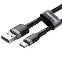 Wytrzymały elastyczny kabel przewód USB USB-C QC3.0 3A 1M czarno-szary