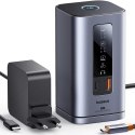 HUB Stacja dokująca 11w1 USB-C HDMI DP USB-A USB-C RJ45 PD mini jack 3.5mm ładowarka EU - szara