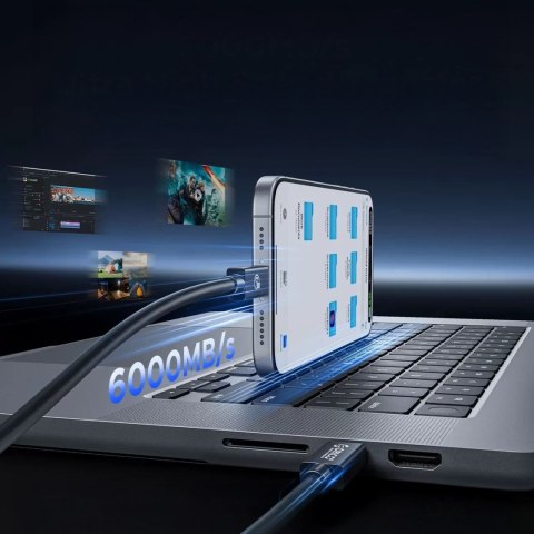 Kabel przewód USB-C USB4 Thunderbolt5 80Gbps 240W 1.5m - czarny