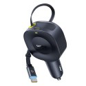 Ładowarka samochodowa USB-C ze zwijanym kablem USB-C 30W - czarna