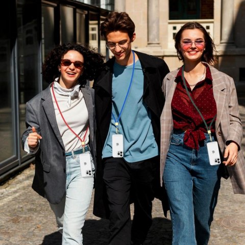 Smycz pasek do smartfona regulowany - czerwony