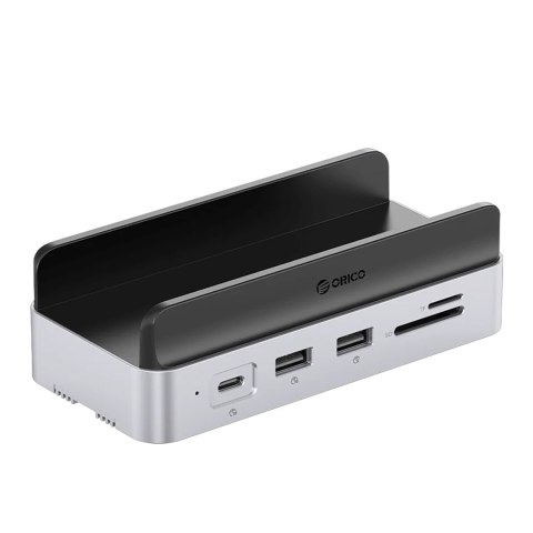 Stacja dokująca 10w1 do Mac mini M.2 USB-C USB-A HDMI RJ45 SD/TF - srebrna