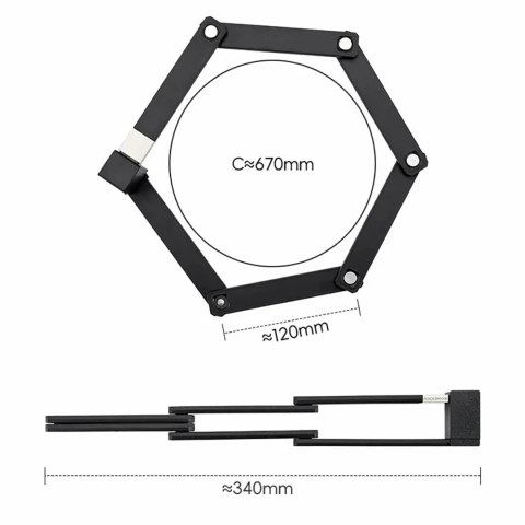 Zapięcie rowerowe na klucz z uchwytem składane 88cm - czarne