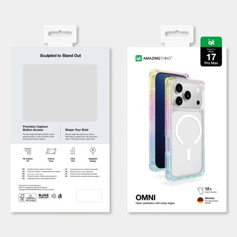 Etui pokrowiec na iPhone 17 Pro Omni MagSafe - przezroczyste-tęczowe