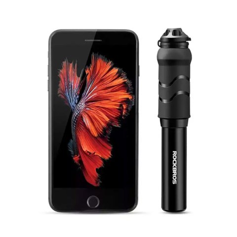 Pompka rowerowa mini ręczna z wężykiem do wentyli Presta Schrader - czarna