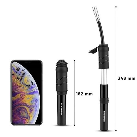 Pompka rowerowa mini ręczna z wężykiem do wentyli Presta Schrader - czarna