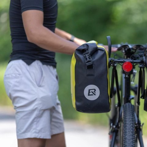 Sakwa rowerowa wodoodporna na bagażnik z paskiem na ramię 10-14l - żółta