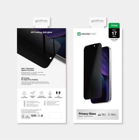 Szkło hartowane prywatyzujące na iPhone 17 Pro Titan Vision 7