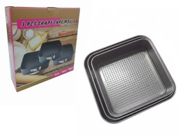 Tortownice formy do pieczenia czarne kwadratowe 24,26,28cm 3szt. BLK-50501