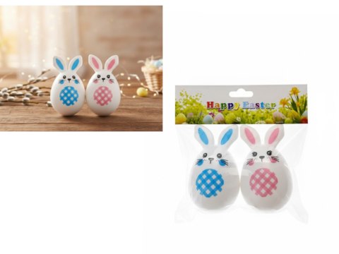 Wielkanocne jajka plastikowe 8cm królik 2szt. w folii EAA-2402