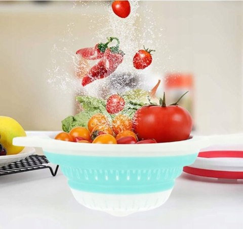 Durszlak składany z rączką cedzak sitko ociekacz silikonowy z uchwytem S5 PID0979