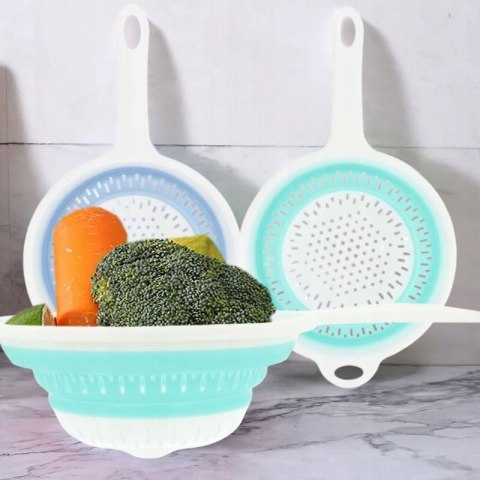 Durszlak składany z rączką cedzak sitko ociekacz silikonowy z uchwytem S5 PID0979