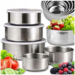 Miski pojemniki na żywność z pokrywkami zestaw pojemników 5 szt. stalowe V4 PID0052