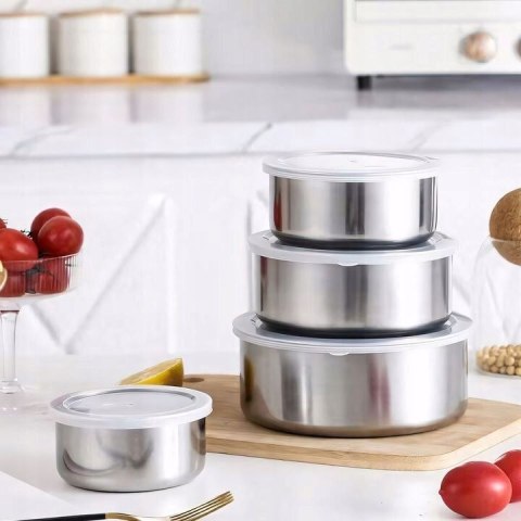 Miski pojemniki na żywność z pokrywkami zestaw pojemników 5 szt. stalowe V4 PID0052