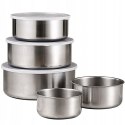 Miski pojemniki na żywność z pokrywkami zestaw pojemników 5 szt. stalowe V4 PID0052