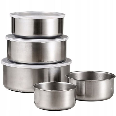 Miski pojemniki na żywność z pokrywkami zestaw pojemników 5 szt. stalowe V4 PID0052