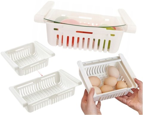 Organizer szuflada do lodówki na żywność rozsuwana półka pojemnik biały V2 PID1693