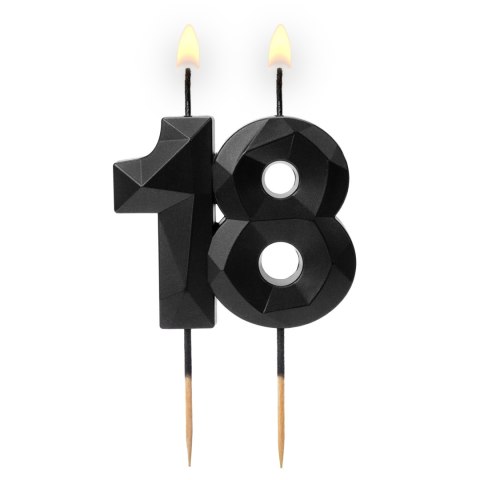 Świeczka cyferka "18" Diament czarna 64-60