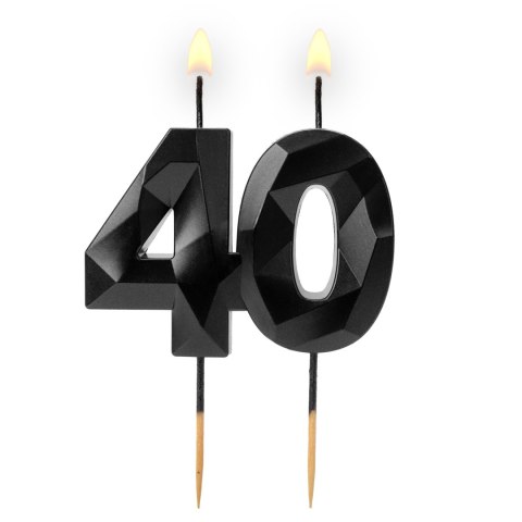 Świeczka cyferka "40" Diament czarna 64-62