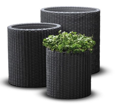 ZESTAW 3 DONIC KETER CYLINDER PLANTER S+M+L - GRAFIT KETER