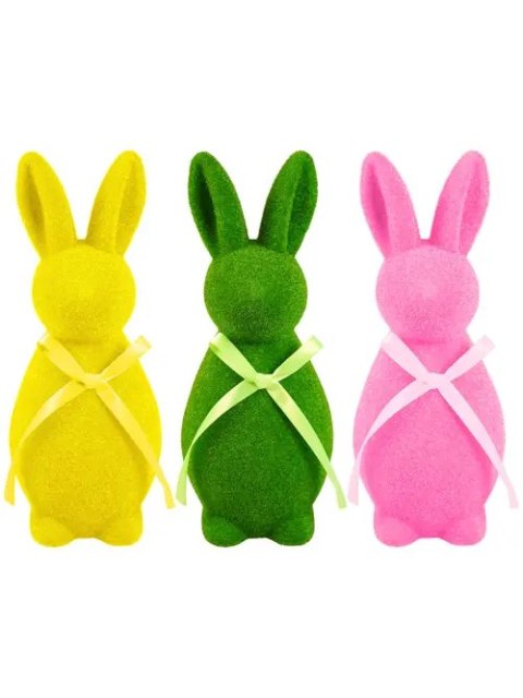 Zajączek flokowany - z kokardką 25cm WN8846