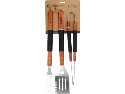 ZESTAW AKCESORIÓW DO GRILLOWANIA, RĘKOJEŚĆ DREWNO 3SZT. LUND