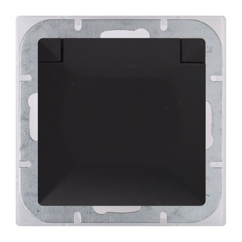 PERŁA GNIAZDO POJEDYNCZE P/T Z/U IP44 KLAPKA CZARNY M. ABEX