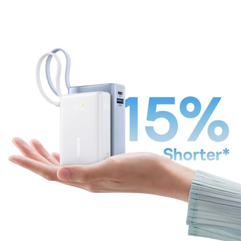 Powerbank 10000mAh 45W PicoGo USB-A USB-C z wbudowanym kablem wyświetlaczem - biały