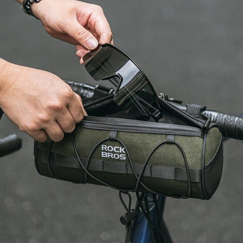 Torba rowerowa mocowana na kierownicę ramę pod siodełko 2l - zielona