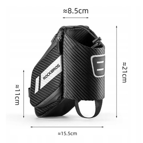 Torba rowerowa pod siodełko z kieszonką na butelkę bidon 1.5l - czarna