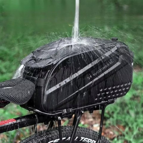 Torba sakwa rowerowa na bagażnik z długim paskiem - czarna