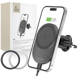 Uchwyt samochodowy z ładowarką do smartfona na kratkę nawiewu MagSafe 15W - czarny