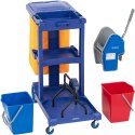 Wózek do mycia podłóg 2 wiadra wyżymaczka worek na pranie 3 półki 18 l