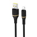 Kabel przewód z oplotem z miękkiego silikonu USB-A - iPhone Lightning 30W 1m - czarny
