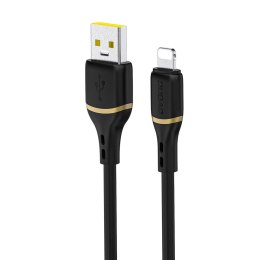 Kabel przewód z oplotem z miękkiego silikonu USB-A - iPhone Lightning 30W 1m - czarny