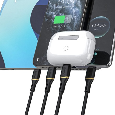 Kabel przewód z oplotem z miękkiego silikonu USB-A - iPhone Lightning 30W 1m - czarny
